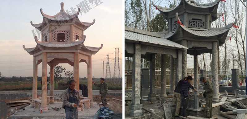 中式大理石涼亭安裝，石雕景觀(guān)亭子工廠(chǎng)，中式?jīng)鐾S(chǎng)家