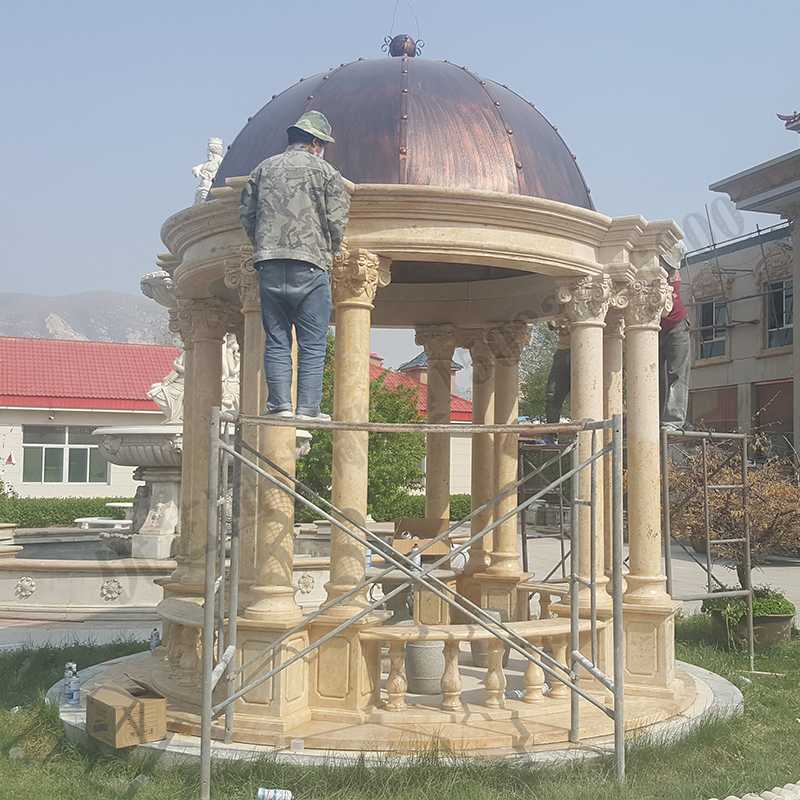 歐式大理石涼亭，石雕柱子亭子，石材景觀涼亭
