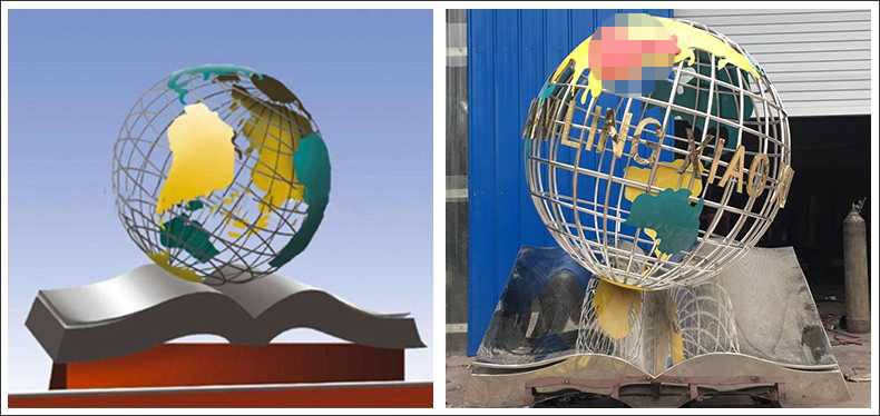 不銹鋼地球，景觀地球雕塑，學(xué)校地球儀擺件