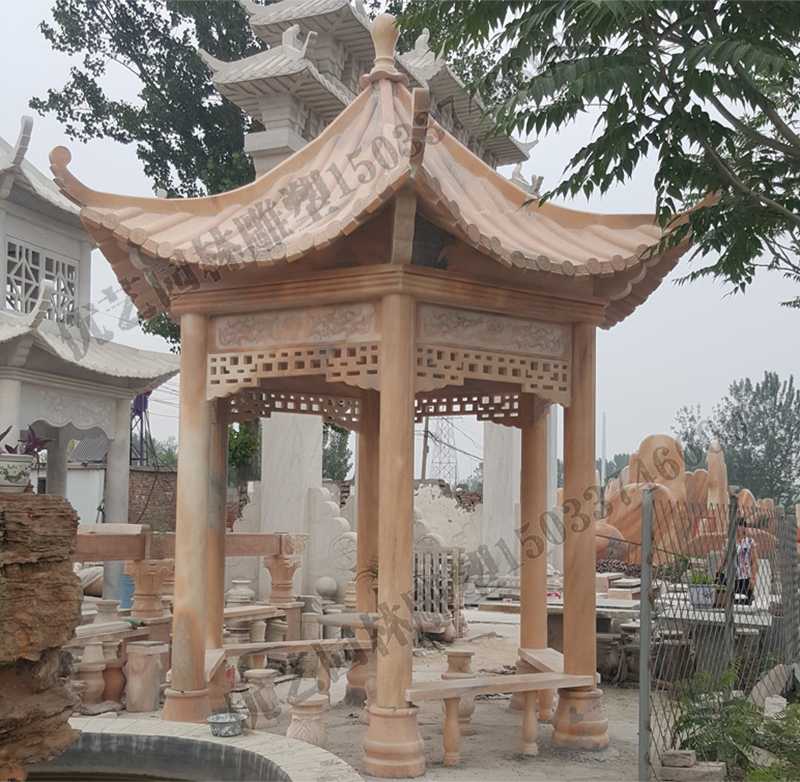 中式大理石涼亭，石雕景觀(guān)亭子，石雕六角亭子廠(chǎng)家