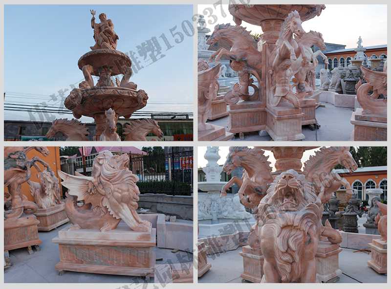 大理石景觀噴泉，石雕噴泉廠家，歐式人物動物噴泉