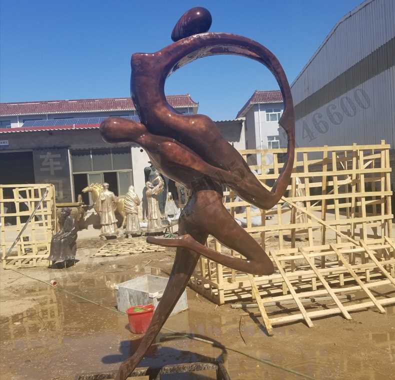 抽象舞蹈人物銅雕塑，銅男女跳舞雕塑，抽象銅人物雕塑