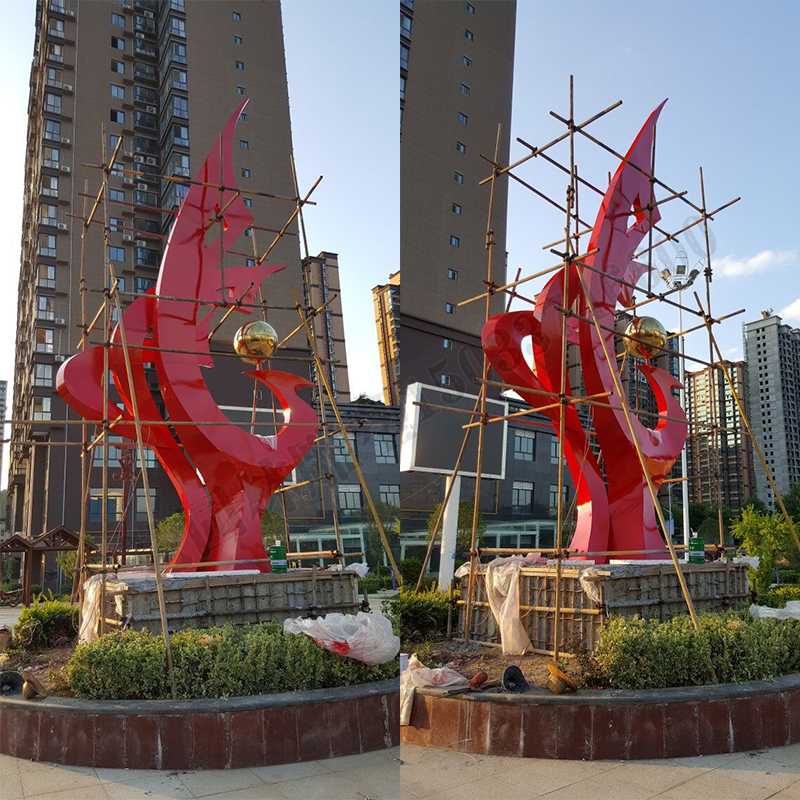 大型不銹鋼景觀雕塑，室外大型景觀雕塑，廣場不銹鋼標志