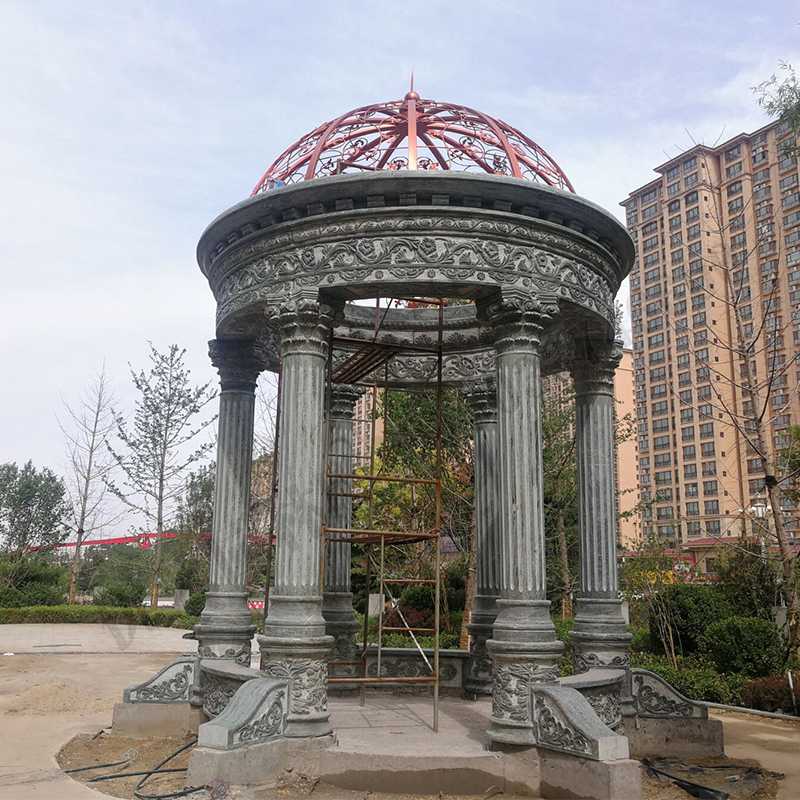 歐式景觀涼亭，小區(qū)花園休息亭子，石雕景觀亭子，綠色景觀涼亭1.jpg