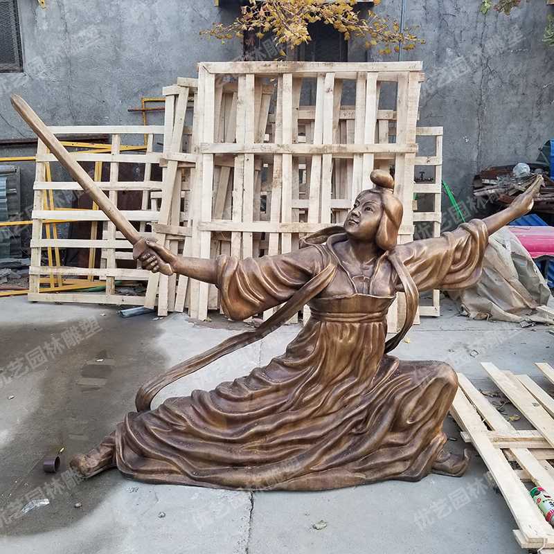 銅舞劍人物雕塑，古代銅人物雕塑